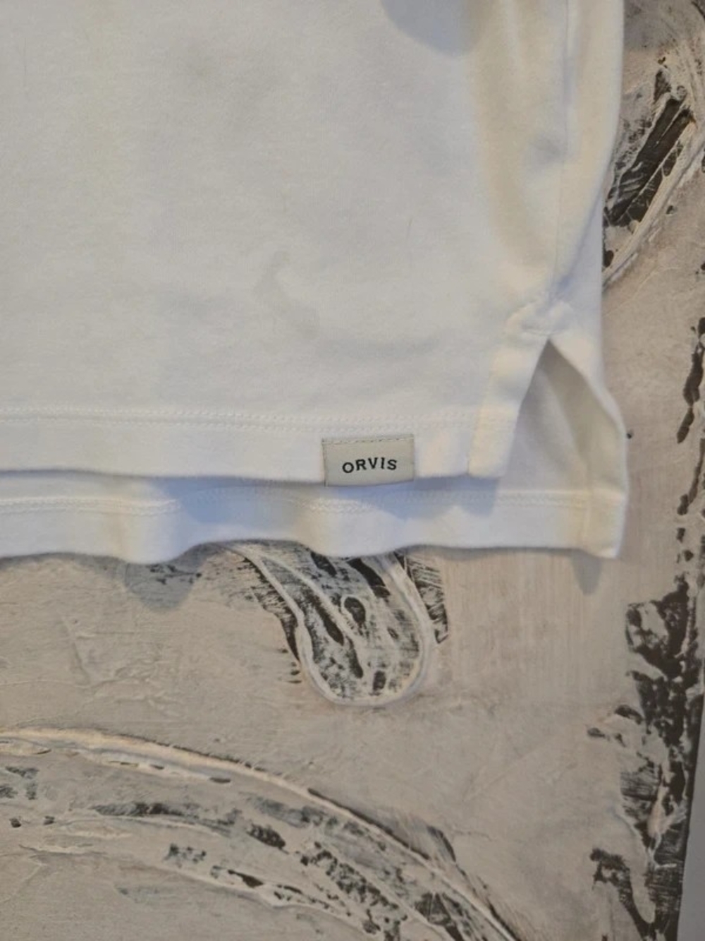 Orvis White Split V-Neck Long Sleeve Tee - Picture 3 of 4